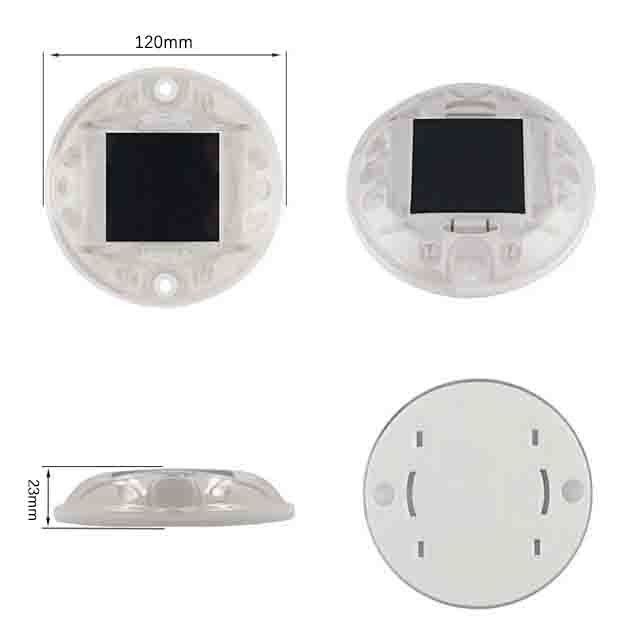 Cahaya Tinggi PC Bentuk Bulat Solar Paving Marker Lampu IP68 Plastik Cat Eye