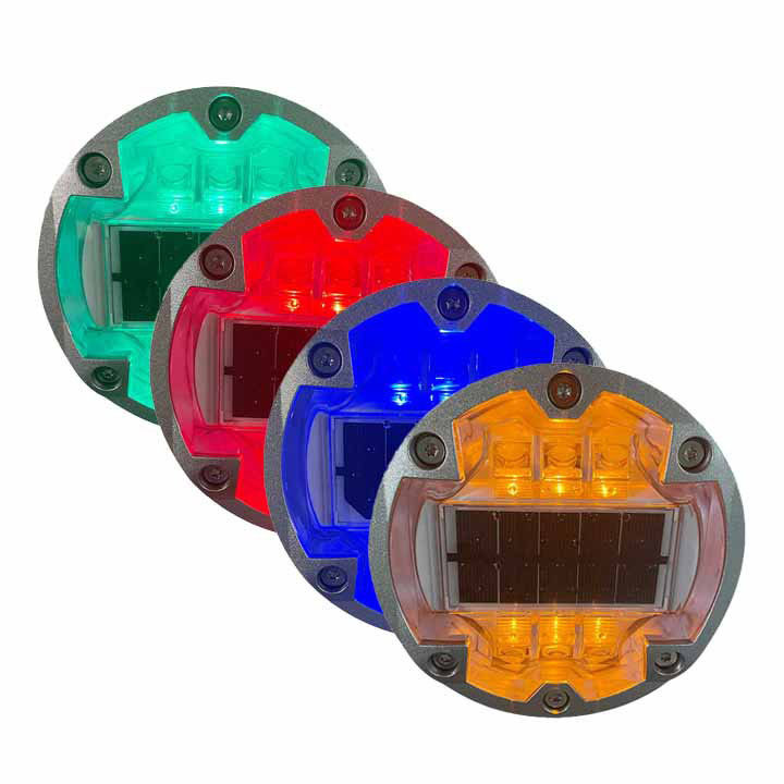 Solar LED Road Studs Embedded Round Aluminium Flashing LED Cat Eye Road Markers
